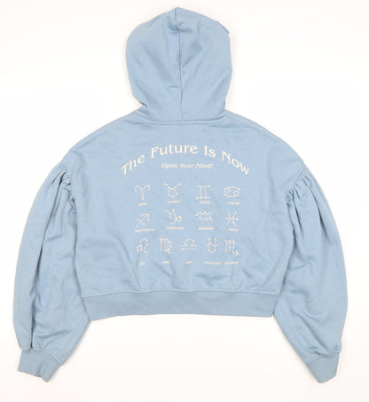 H&M Women's Blue 2XS Pullover Hoodie with Celestial Print