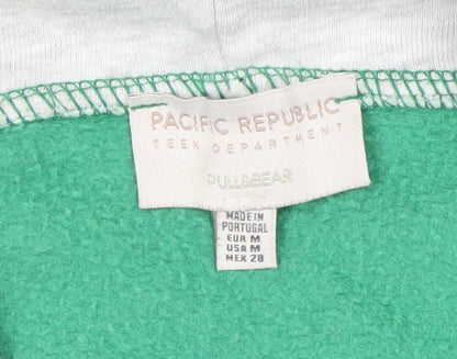 Teens UK Size M Pull&Bear Green Pullover Hoodie