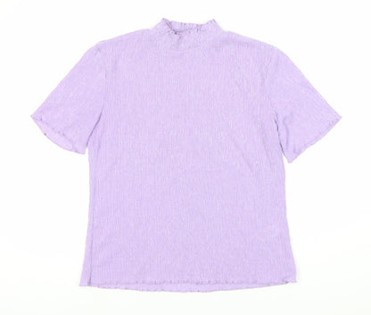 Marks and Spencer Purple Women's High Neck T-Shirt, Size 10