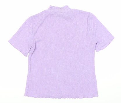 Marks and Spencer Purple Women's High Neck T-Shirt, Size 10