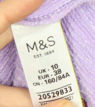 Marks and Spencer Purple Women's High Neck T-Shirt, Size 10