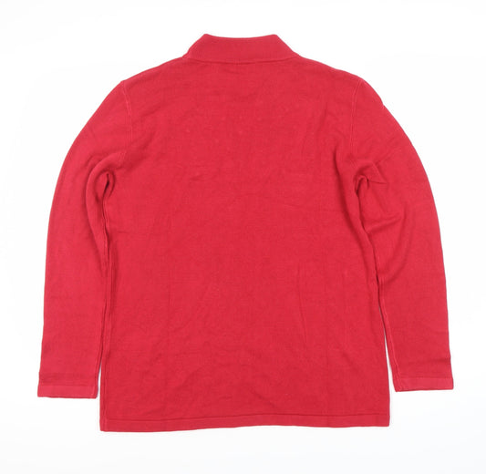 Damart Women's Red High Neck Studded Jumper, M, Pullover