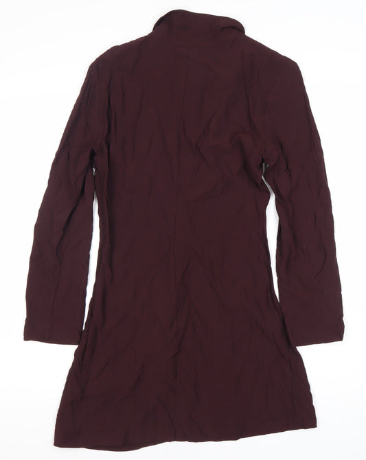 Zara Women Purple Collared Long Sleeve Dress, Size 8
