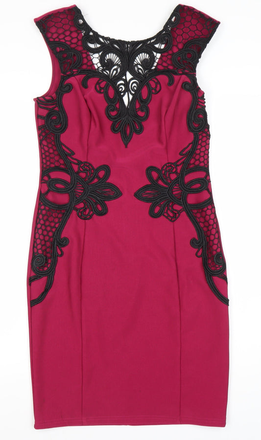 Lipsy London Women's Pink Bodycon Party Dress Size 12