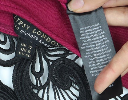 Lipsy London Women's Pink Bodycon Party Dress Size 12