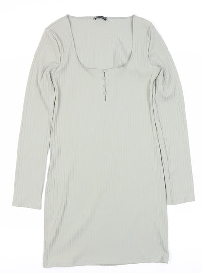 Zara Women Grey Sheath Dress, Long Sleeve Size 12