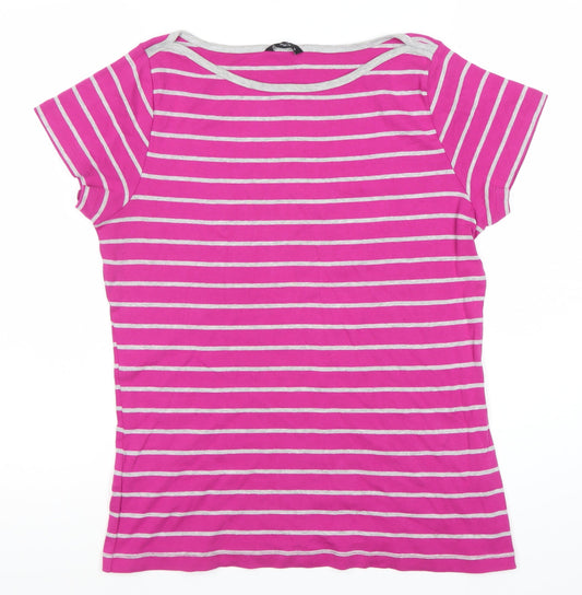 M&Co Women's Pink Striped T-Shirt, Size 16