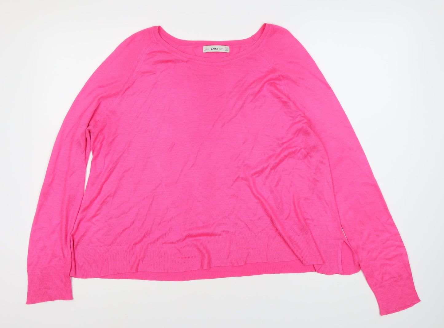 Womens UK Size L Zara Pink Pullover Jumper