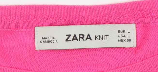 Womens UK Size L Zara Pink Pullover Jumper