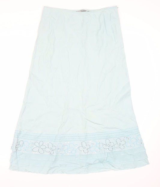 Marks and Spencer Women's Blue A-Line Long Skirt Size 10