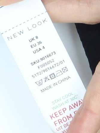 New Look Women's Black Trousers UK 8 Elastic Waist