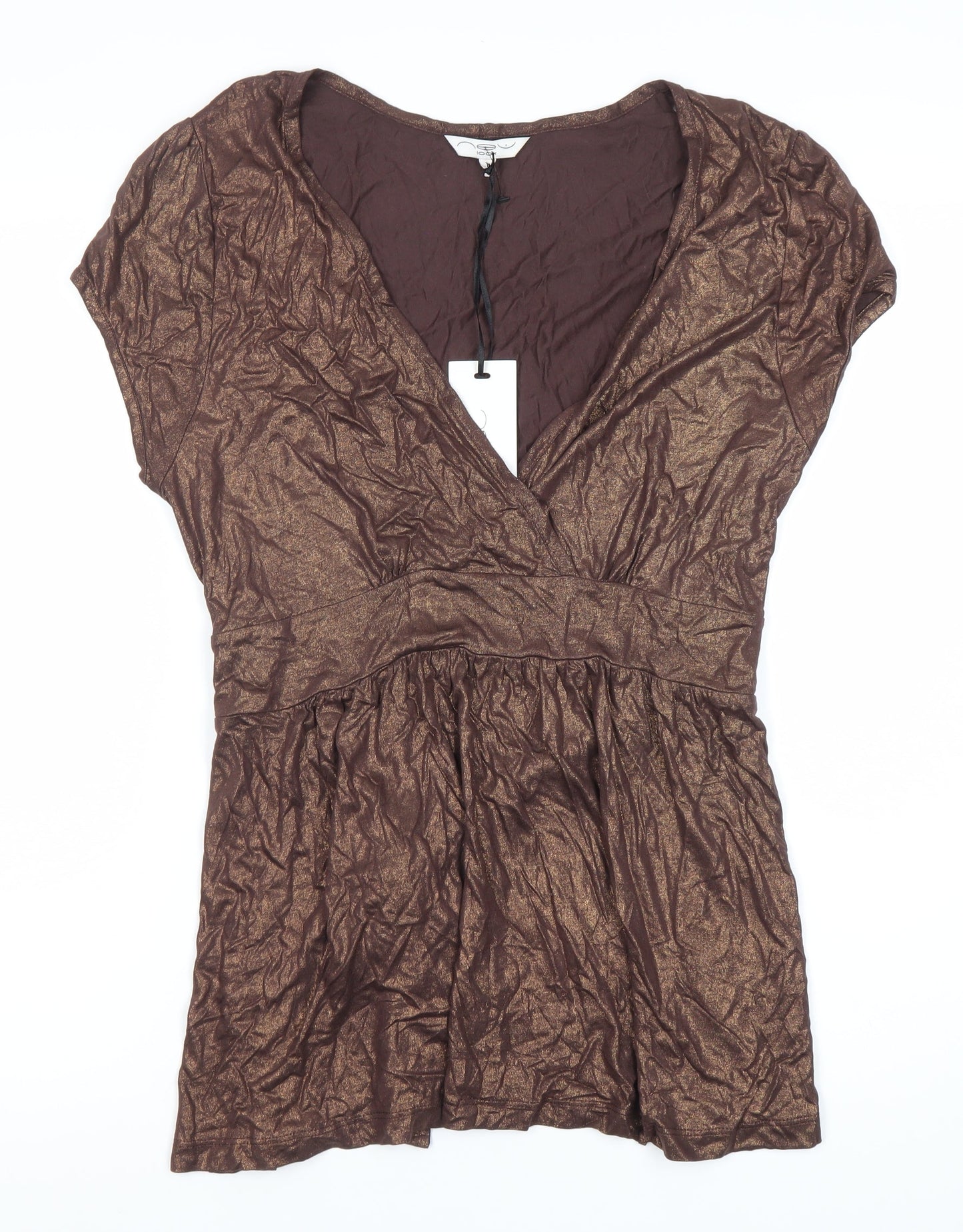 New Look Women's Brown Wrap Blouse Size 18 V-Neck