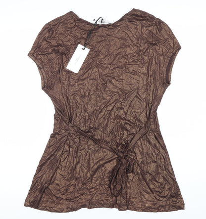 New Look Women's Brown Wrap Blouse Size 18 V-Neck