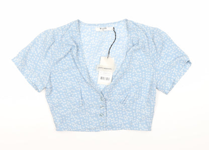 Womens UK Size 8 NA-KD Blue Cropped Blouse