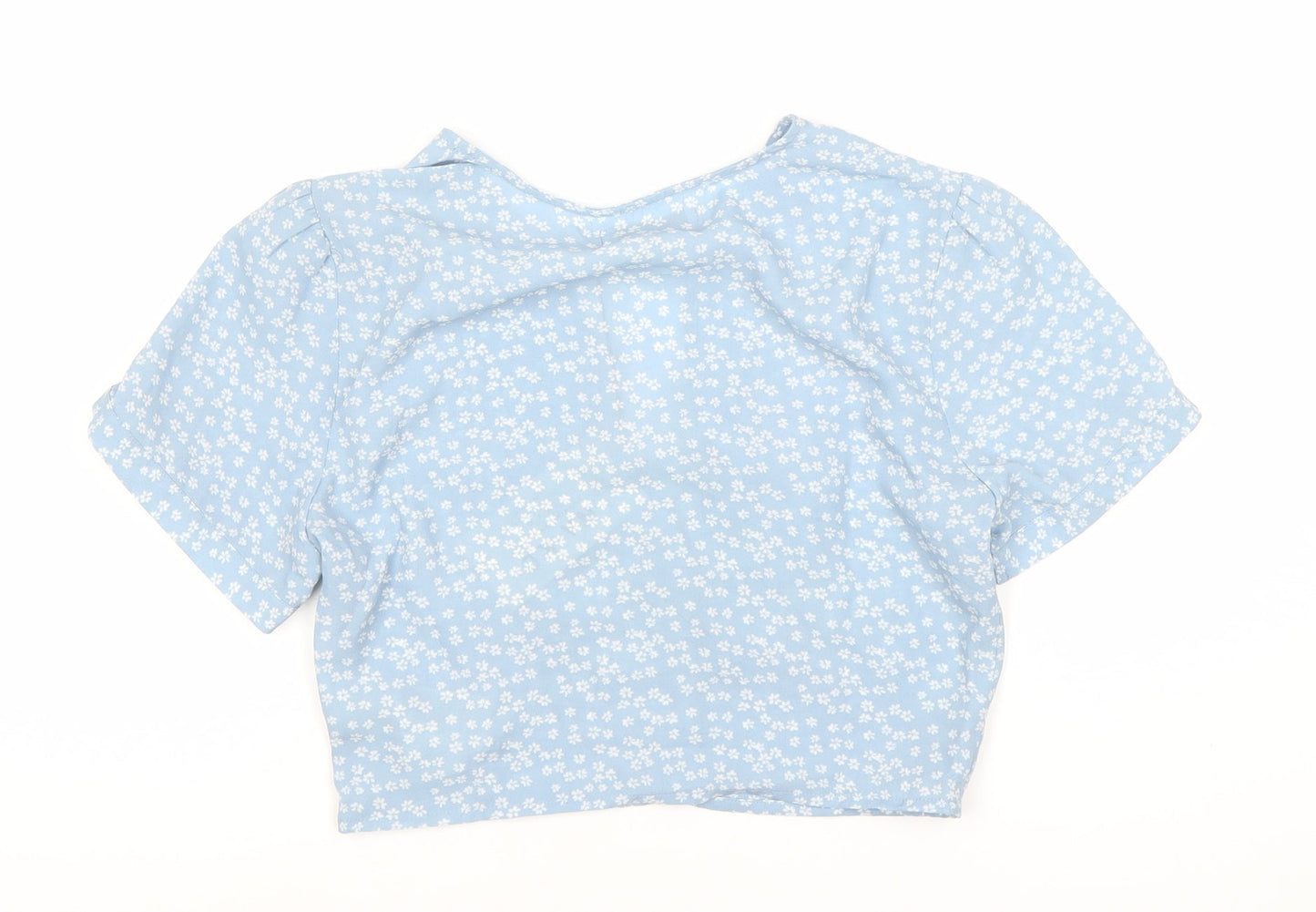 Womens UK Size 8 NA-KD Blue Cropped Blouse
