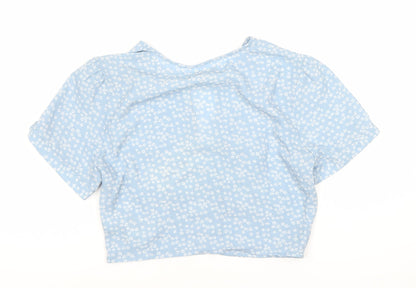 Womens UK Size 8 NA-KD Blue Cropped Blouse
