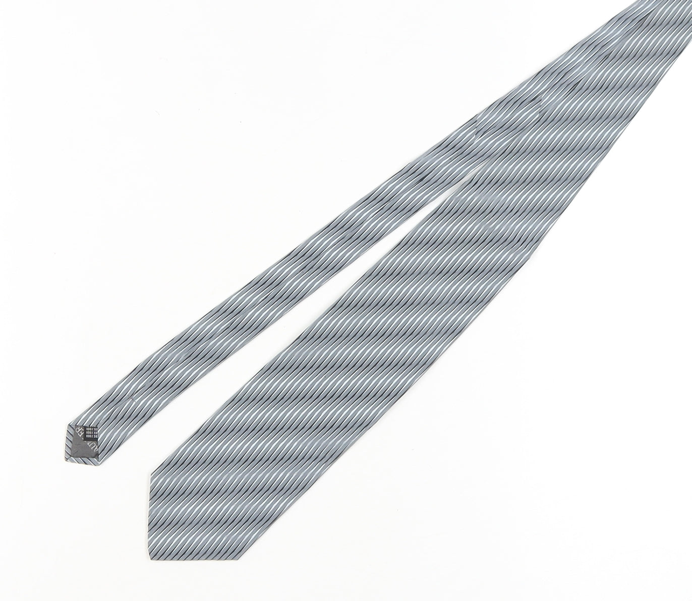 Mens Baumler Grey Striped 100% Silk  Tie