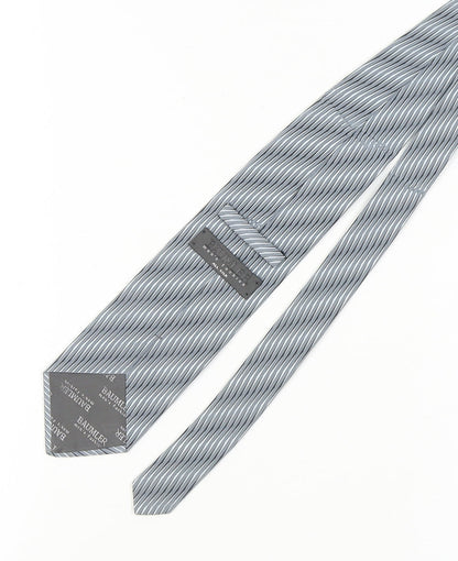 Mens Baumler Grey Striped 100% Silk  Tie