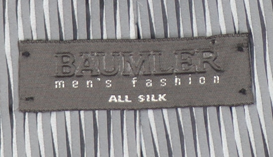 Mens Baumler Grey Striped 100% Silk  Tie