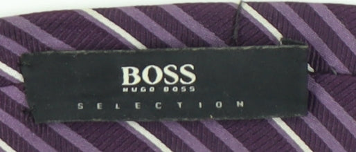 Hugo Boss Men's Purple Striped Silk Tie