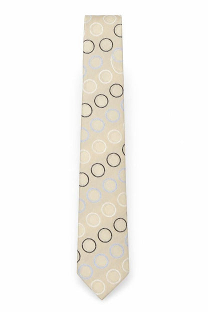 You Men's Beige Geometric Silk Tie - One Size