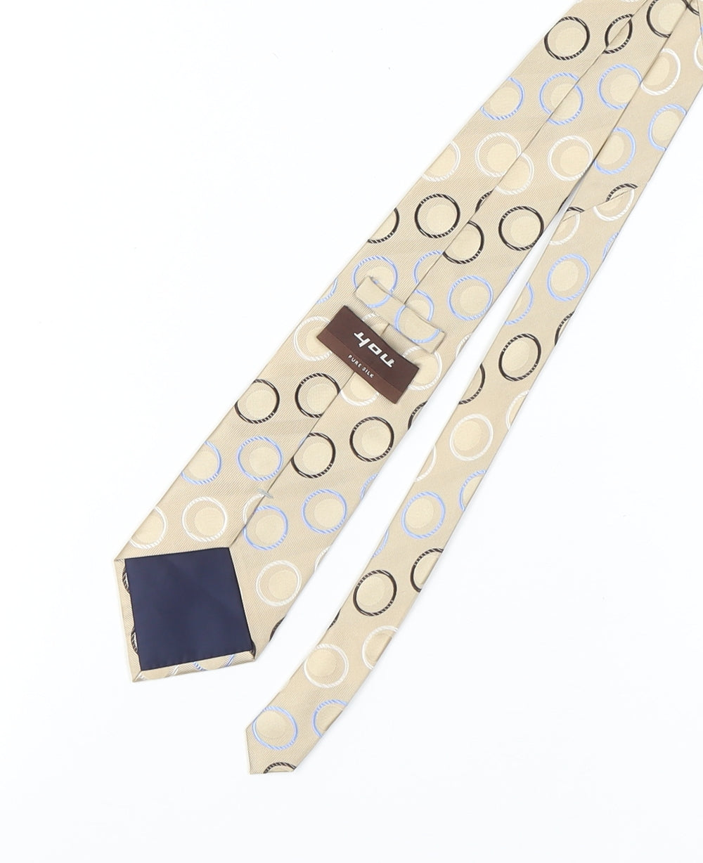 You Men's Beige Geometric Silk Tie - One Size