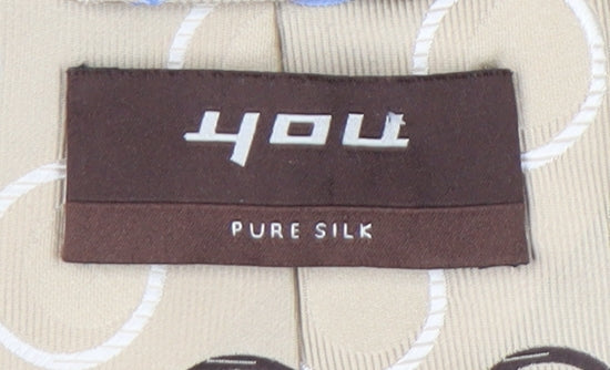 You Men's Beige Geometric Silk Tie - One Size