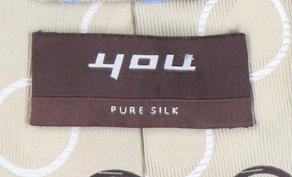 You Men's Beige Geometric Silk Tie - One Size
