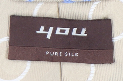 You Men's Beige Geometric Silk Tie - One Size
