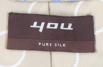 You Men's Beige Geometric Silk Tie - One Size