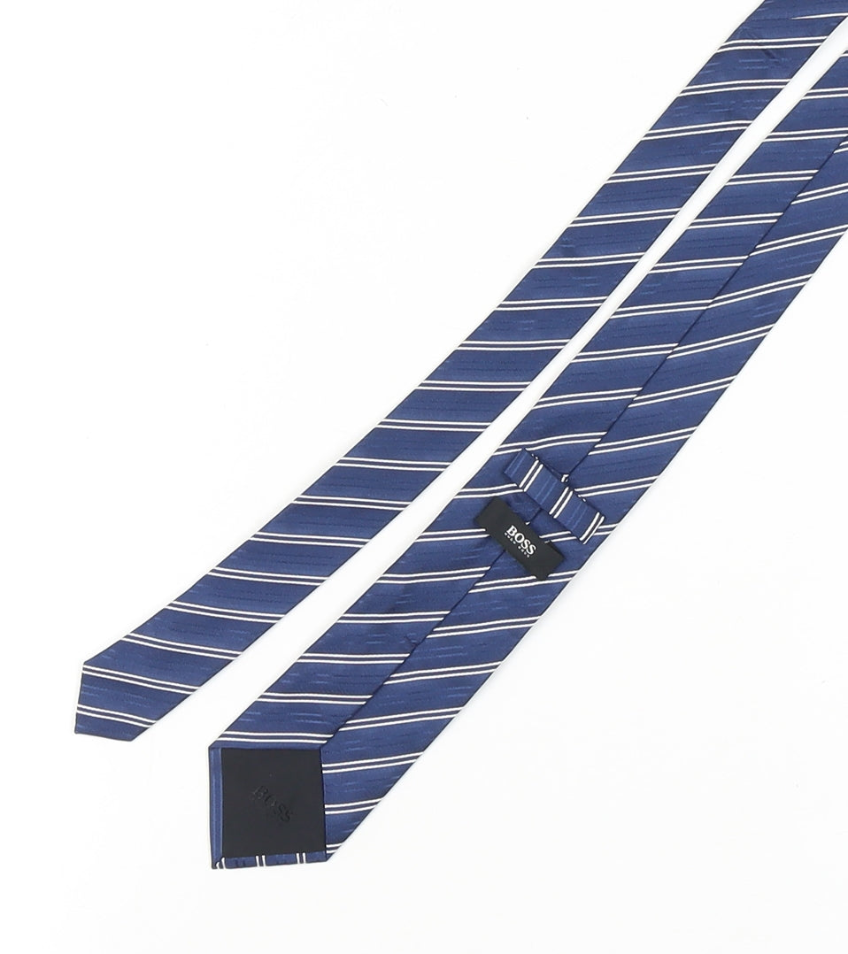 Hugo Boss Men's Blue Striped Silk Tie