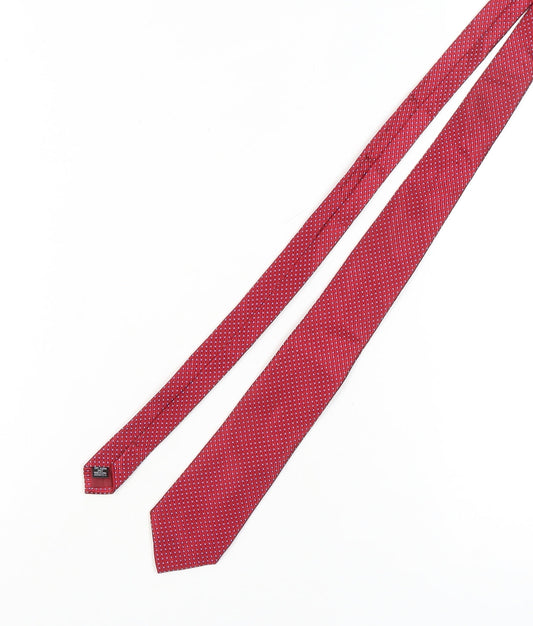 Moss Esq. Men's Red Silk Slim Tie Geometric Pattern