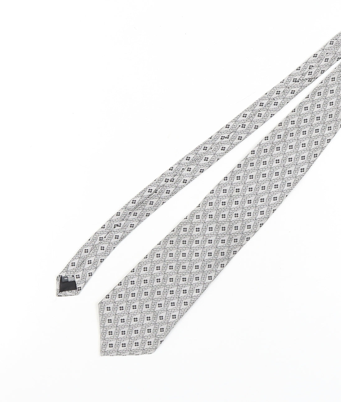 Mens Angelo Litrico Grey Geometric 100% Silk  Tie