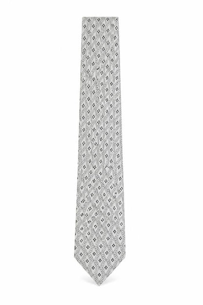 Mens Angelo Litrico Grey Geometric 100% Silk  Tie