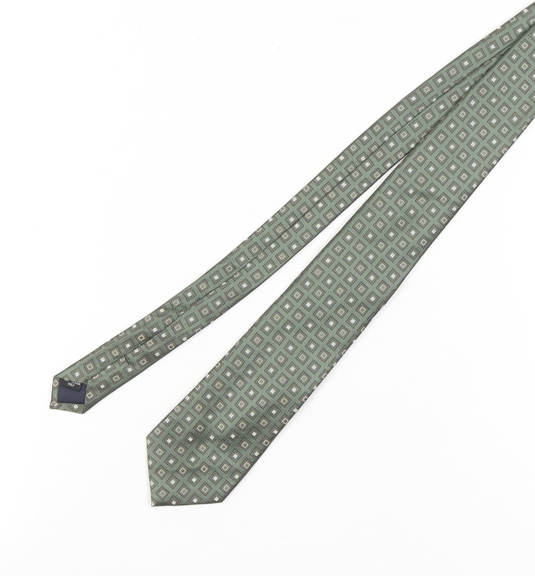 Michelsons Men's Green Geometric Silk Tie