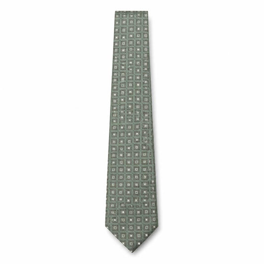 Mens Michelsons of London Green Geometric 100% Silk  Tie