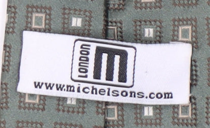 Michelsons Men's Green Geometric Silk Tie
