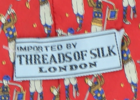 Threads of Silk Men's Red Silk Polo Theme Tie