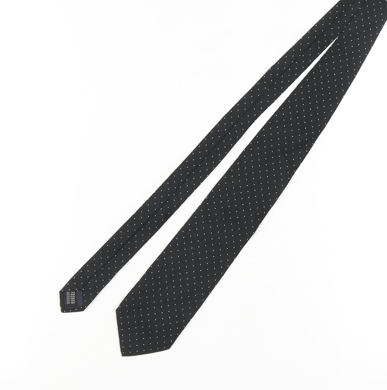 Verugia Como Men's Black Silk Polka Dot Tie