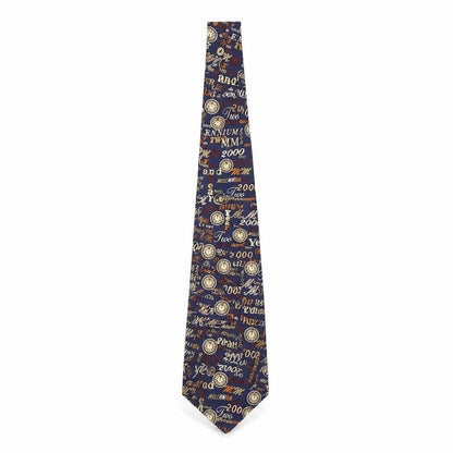 Past Times Men’s Blue Silk Tie with Year 2000 Theme