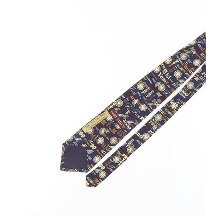 Past Times Men’s Blue Silk Tie with Year 2000 Theme