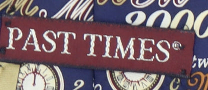 Past Times Men’s Blue Silk Tie with Year 2000 Theme