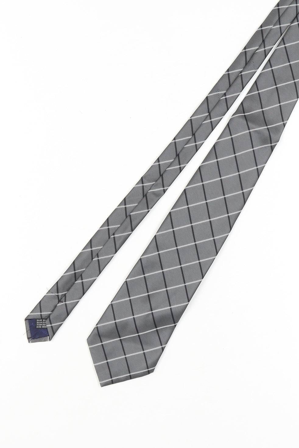 The Collection Men's Grey Plaid Silk Tie, One Size