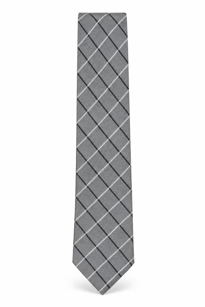 Mens The Collection Grey Plaids & Checks 100% Silk  Tie