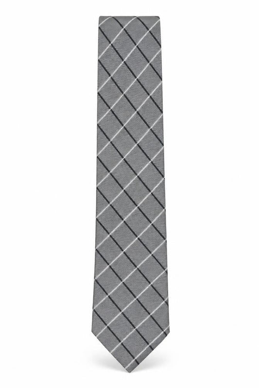 Mens The Collection Grey Plaids & Checks 100% Silk  Tie