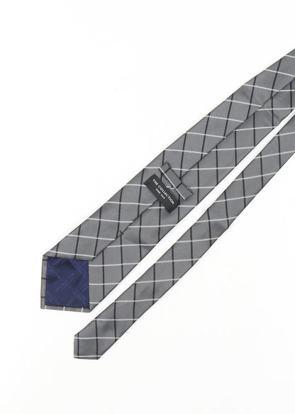 The Collection Men's Grey Plaid Silk Tie, One Size