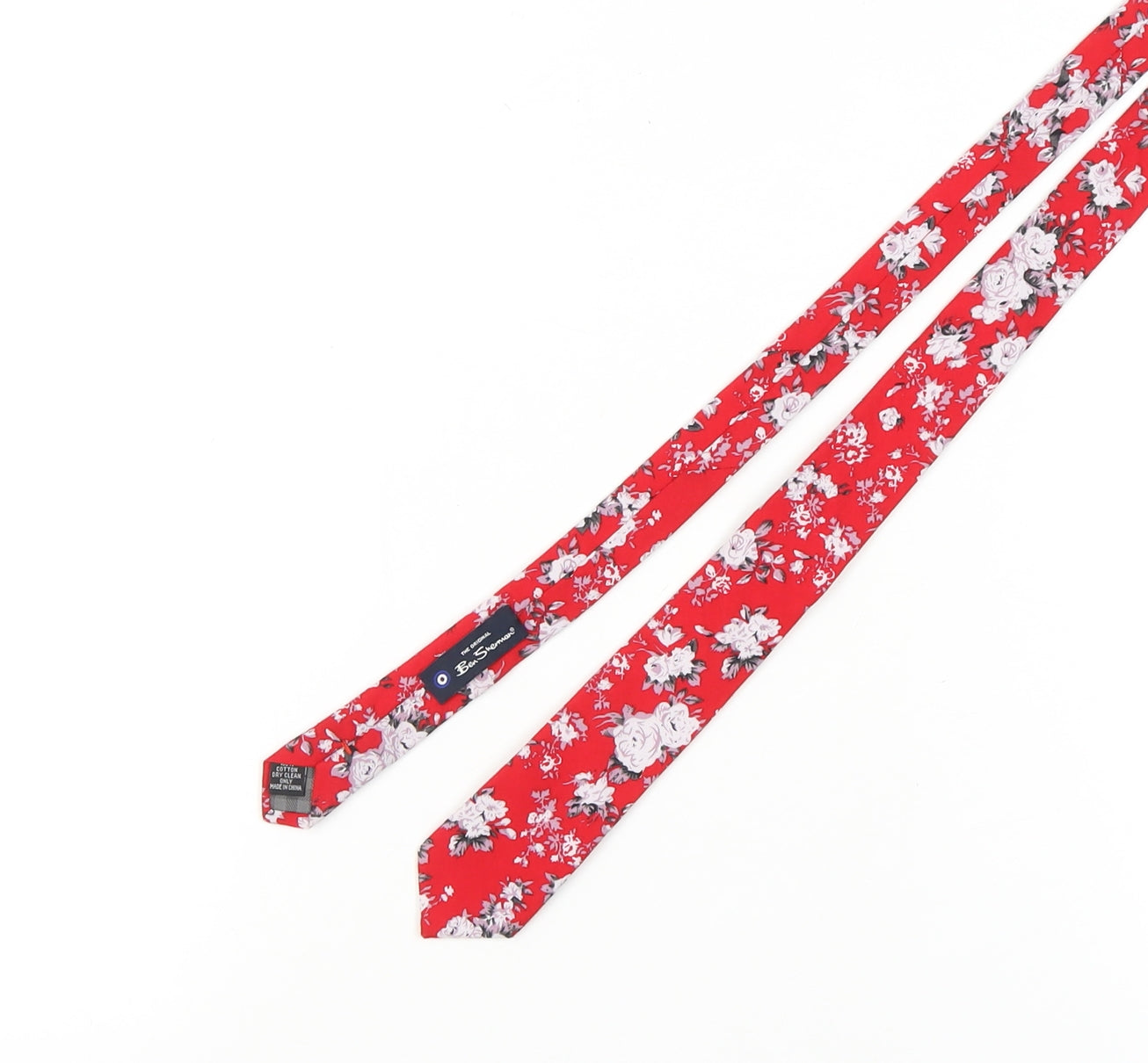 Mens Ben Sherman Red Floral 100% Cotton Slim Tie