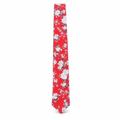 Mens Ben Sherman Red Floral 100% Cotton Slim Tie