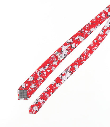 Mens Ben Sherman Red Floral 100% Cotton Slim Tie