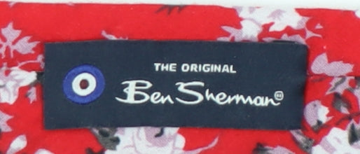 Mens Ben Sherman Red Floral 100% Cotton Slim Tie